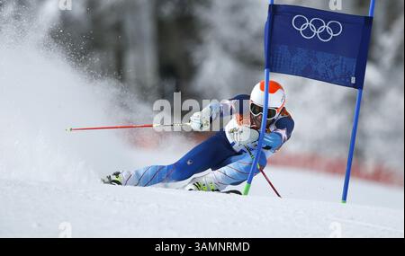 19 février 2014 - Sotchi, Russie - Bode Miller des États-Unis sur la première manche du slalom géant masculin au Rosa Khutor Alpine Center aux Jeux olympiques d'hiver de Sotchi 2014. Miller a terminé 20e au classement général. (Crédit image : © Erich Schlegel/ZUMAPRESS.com) Banque D'Images