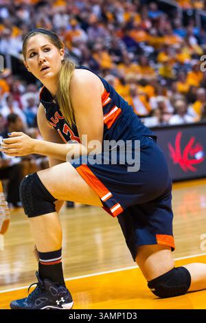 20 février 2014 - Knoxville, TN, États-Unis - 20 février 2014 : Katie Frerking #13 des Auburn Tigers pendant le match de basket-ball de la NCAA entre les Lady vols de l'Université du Tennessee et les Auburn Tigers au Thompson-Boling Arena à Knoxville, TN(crédit image : © photographe :Tim Gangloff/Cal Sport Media/ZUMAPRESS.com) Banque D'Images