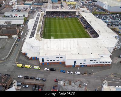 Image aérienne du stade Halliwell Jones à Warrington au Royaume-Uni Banque D'Images