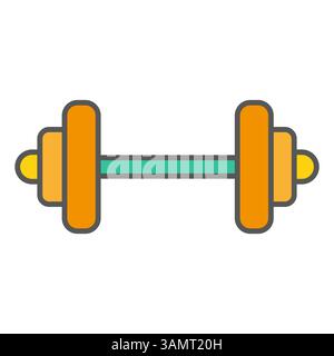 Icône haltère. Forme de l'outil de fitness. Poids orange jaune. Symbole de gymnastique vectoriel. Illustration de Vecteur