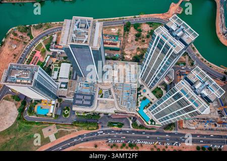 Vue aérienne des bâtiments résidentiels dans le centre-ville de Colombo, Sri Lanka. Banque D'Images