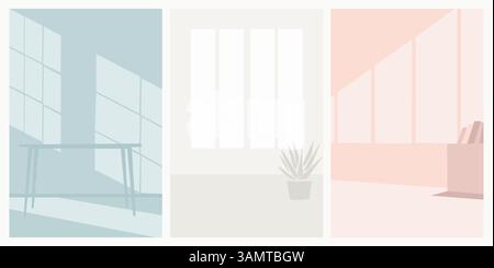 Vecteur plat intérieur de bureau dans des couleurs pastel Illustration de Vecteur