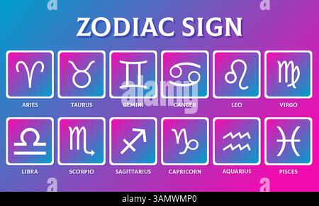 Collection de signes du zodiaque, signes de l'astrologie Illustration de Vecteur