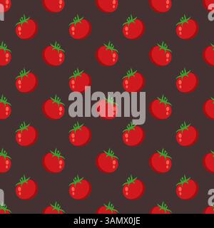 Modèle sans couture de tomates mûres hachées isolées sur fond blanc Illustration de Vecteur