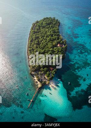 Vue aérienne de l'île de Changuu, appelée prison Island. Le siand a été utilisé comme prison pour les esclaves rebelles dans les années 1860, Zanzibar Banque D'Images