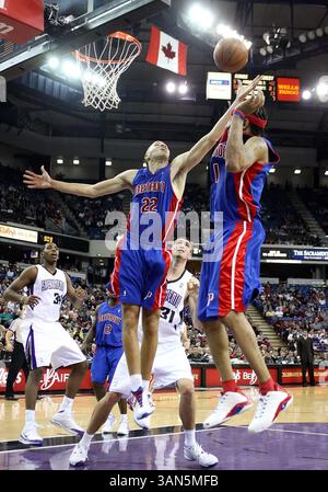 22 Tayshaun Prince des pistons de Détroit en action vs les Sacramento Kings à Arco Arena à Sacramento, Californie. Les pistons ont battu les Kings 100-92.(image crédit : © Greg Ashman/Cal Sport Media) Banque D'Images