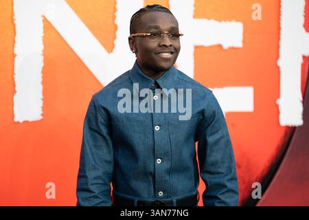 LONDRES, ANGLETERRE - 14 AVRIL : Miles Caton assiste à la première européenne de 'Sinners' au Cineworld Leicester Square le 14 avril 2025 à Londres, Angleterre. Crédit : lounisPhotography/Alamy Live News Banque D'Images