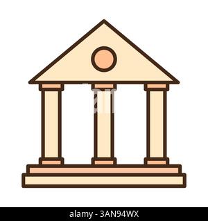 Icône classique du terrain. Ancien symbole de colonne. Vecteur de structure gouvernementale. Graphique du bâtiment de la justice. Illustration de Vecteur