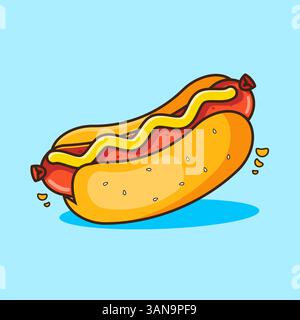 Illustration vectorielle de la conception de dessin animé de saucisse de hotdog Illustration de Vecteur