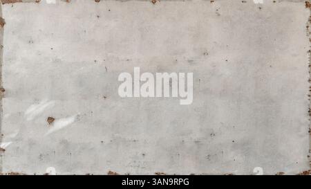 Fond texturé d'un vieux mur de béton altéré avec des bords rouillés et des taches, montrant des signes d'âge et de pourriture Banque D'Images