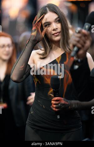 Londres, Royaume-Uni. 14 avril 2025. Hailee Steinfeld assiste à la première européenne de 'Sinners' au Cineworld Leicester Square le 14 avril 2025 à Londres, en Angleterre. Photographie par LounisPhotography/ABACAPRESS. COM) crédit : Abaca Press/Alamy Live News Banque D'Images