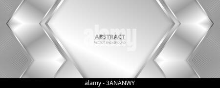 Large arrière-plan abstrait de luxe avec lignes de dégradé argentées flèches et ombres triangulaires. Grande bannière moderne couleur argent clair avec angles Illustration de Vecteur