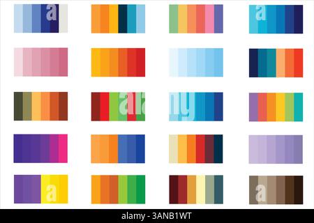 20x6 palettes de couleurs 2, Découvrez 20 ensembles de palettes de couleurs vectorielles vibrantes - 6 couleurs uniques chacune pour des designs élégants : clair, sombre, vintage, rétro Illustration de Vecteur