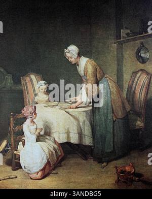 Der Segen, Gemälde von Jean Simeon Chardin geb. 2. Novembre 1699 à Paris GEST. 6. Dezember 1779 ebenda, auch Jean-Baptiste-SimÃ on Chardin genannt, d Banque D'Images
