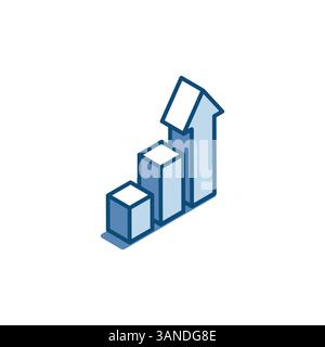 icône linéaire de graphique vectoriel isométrique avec flèche, en couleur sur fond blanc, croissance stable ou revenu Illustration de Vecteur