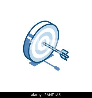 icône linéaire de cible vectorielle isométrique avec une flèche au centre, réalisation des objectifs commerciaux Illustration de Vecteur