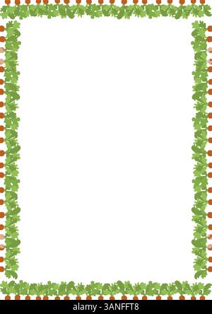 Châssis de récolte de carottes. Bonjour automne, décoration Thanksgiving. Cadre avec un espace vide pour votre texte. Motif douche bébé Illustration de Vecteur