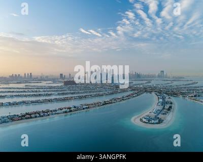 Vue aérienne du Palm Jumeirah, Dubaï, Émirats arabes Unis. Banque D'Images