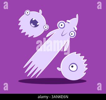 Police d'Halloween signe de signe de pourcentage de ponctuation drôle de personnage monstre. Élément de police ABC fantôme bizarre, symbole de typeset anglais de vecteur de créature fantaisie effrayant ou signe de ponctuation de personnage monstre stupide Illustration de Vecteur