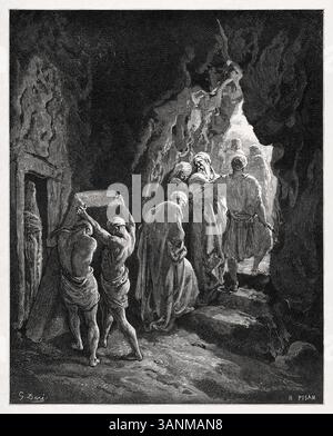 Gravure représentant l'enterrement de Sarah réalisée en 1866 par Gustave Doré pour illustrer une nouvelle édition de la Sainte Bible. Banque D'Images