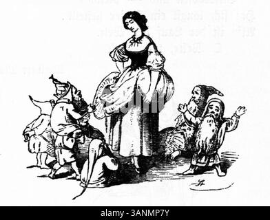 Une illustration de Carl Stauber, publiée dans *Fliegende Blätter* en 1846, représentant une scène du volume 2, numéro 45. Stauber était connu pour son style artistique distinct, contribuant à la tradition satirique allemande de l'époque. Banque D'Images