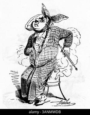 Une autre illustration de Carl Stauber tirée de *Fliegende Blätter*, publiée en 1846. Cette pièce poursuit la tradition satirique de la publication allemande, abordant des thèmes sociaux et politiques à travers des visuels compris Banque D'Images