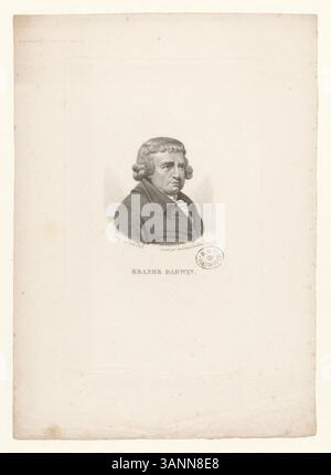 Cette gravure en taille-douce d’Erasmus Darwin, médecin anglais, poète et grand-père de Charles Darwin, met en évidence ses contributions intellectuelles à la science et à la littérature, reflétant le travail artisanal détaillé de la gravure. Banque D'Images