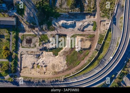 Vue aérienne de la zone industrielle de Lisbonne, Portugal. Banque D'Images