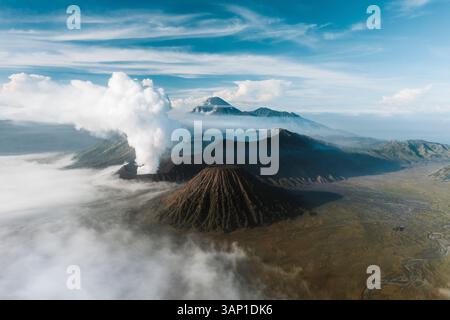 Vue aérienne du mont bromo, Probolinggo, Java oriental, Indonésie. Banque D'Images