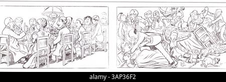 Une opinion séparée. Un diner en ville. Dessin de CARAN D'ACHE. Surtout, ne parlez pas de l'affaire Dreyfus ! Banque D'Images
