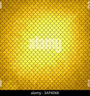 motif serpent. Échelle jaune de dragon. Texture du poisson. Fond de peau dorée de lézard sirène reptile. Imprimé peau de monstre oriental. Banque D'Images