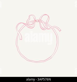 Cadre de noeud en ruban rond. Illustration vectorielle vintage. Bordure verticale esthétique dessinée à la main. Noël, Saint-Valentin, anniversaire, menu, bachelorette par Illustration de Vecteur