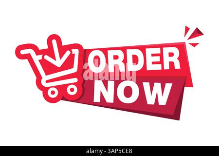 Illustration vectorielle commander maintenant étiquette Illustration de Vecteur