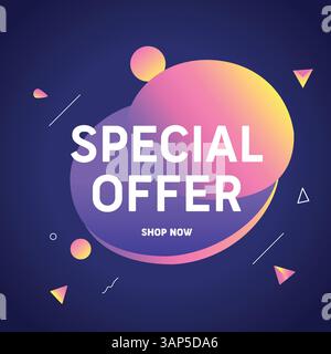 Bannière d'offre spéciale géométrique moderne avec dégradés vibrants et formes géométriques Illustration de Vecteur