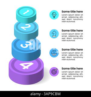 Modèle d'infographie avec icônes et 4 options ou étapes. Colonne. Peut être utilisé pour la mise en page de flux de travail, le diagramme, la bannière, la conception Web. Illustration vectorielle Illustration de Vecteur