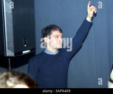 Elijah Wood DJing à Copenhague, Danemark - 22 février 2014 Banque D'Images