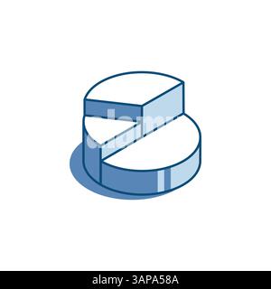 icône linéaire de graphique circulaire vectoriel isométrique, en couleur sur fond blanc, analyses et statistiques Illustration de Vecteur