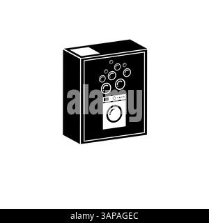 Boîte de poudre de lavage, icône de vecteur plat solide de Pack de détergent scellé isolé sur fond blanc. Illustration de Vecteur