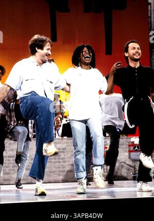 1er janvier 2011 - F8028.COMIC RELIEF. ROBIN WILLIAMS, WHOOPI GOLDBERG ET BILLY CRYSTAL. 1989(crédit image : © Globe photos/ZUMAPRESS.com) Banque D'Images