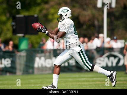 19 août 2011 : le Tight End Jeff Cumberland (86 ans) des jets de New York attrape un laissez-passer pendant l'entraînement au centre de formation de santé des jets Atlantic à Florham Park, New Jersey. (Crédit image : © Duncan Williams/Cal Sport Media/ZUMAPRESS.com) Banque D'Images