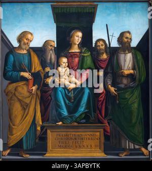 Pietro Perugino, Marie avec enfant et quatre Saints, 1493, Kunsthistorisches Museum, Vienne, Autriche Banque D'Images