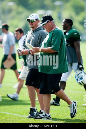 08 août 2011 : l'entraîneur-chef des jets de New York, Rex Ryan, lors de l'entraînement de l'après-midi au centre d'entraînement de santé des jets Atlantic à Florham Park, New Jersey. (Crédit image : © Duncan Williams/Cal Sport Media/ZUMAPRESS.com) Banque D'Images