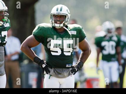 08 août 2011 : le linebacker des jets de New York, Jamaal Westerman (55 ans), lors de l'entraînement de l'après-midi au centre de formation des jets Atlantic Health à Florham Park, New Jersey. (Crédit image : © Duncan Williams/Cal Sport Media/ZUMAPRESS.com) Banque D'Images