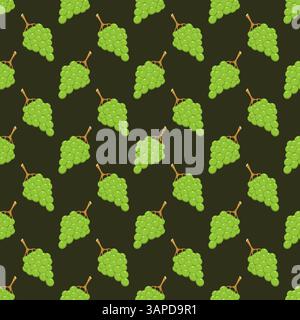 Motif sans couture ligne de raisins vert doodle dessin à la main abstrait isolé sur fond Illustration de Vecteur