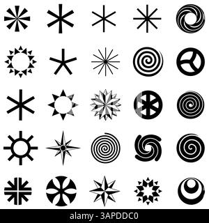 Ensemble de symboles géométriques abstraits silhouettes minimalistes noir et blanc de figures Illustration de Vecteur