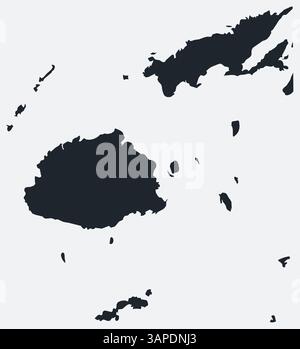 Carte Fidji. Juste une simple carte de bordure. Forme du pays. Contour vierge plat des Fidji. Illustration des limites vectorielles. Illustration de Vecteur