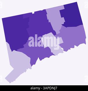 Carte du Connecticut avec les comtés. Juste une simple carte de la frontière de l'État avec la division du comté. Palette de couleurs violet foncé. Illustration de Vecteur