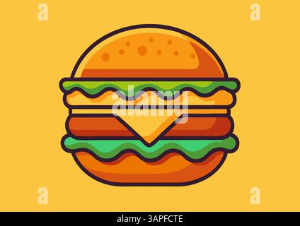 Design de logo Burger, icône de burger de style minimal créatif pour télécharger des fichiers de haute qualité de marque Banque D'Images