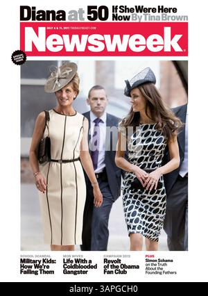 29 juin 2011 - New York, New York, États-Unis - dans cette image de couverture de magazine publiée par Newsweek, une image générée par ordinateur de la princesse Diana est montrée avec Kate Middleton sur la couverture du numéro du 4 juillet. La dernière couverture de Newsweek contient un spectacle fantomatique : une image générée par ordinateur d'une élégante princesse Diana, telle qu'elle pourrait être maintenant, marchant avec Kate Middleton. L'article à l'intérieur a été écrit par Diana biographe et provocatrice de longue date Tina Brown. Elle est aussi la nouvelle rédactrice en chef de Newsweek. (Crédit image : © Courtesy Newsweek/ZUMAPRESS.com) Banque D'Images