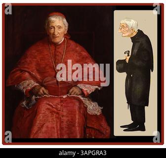 Portrait et caricature politique du cardinal Newman. John Henry Newman (1801 – 1890) était un théologien catholique anglais (anciennement anglican), universitaire, écrivain d'hymnes, historien, écrivain, philosophe et poète. Il a également été canonisé comme saint catholique en 2019 - Ritratto e vignetta politica del Cardinale Newman. John Henry Newman (1801-1890) è stato un teologo, accademico, storico, scrittore, filosofo e poeta cattolico inglese (précédentemente anglicano). È stato canonizzato nel 2019. Banque D'Images